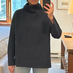 Naadam. Merino Cashmere Oversized Ribbed Turtleneck. Stone Blue. Size Small.